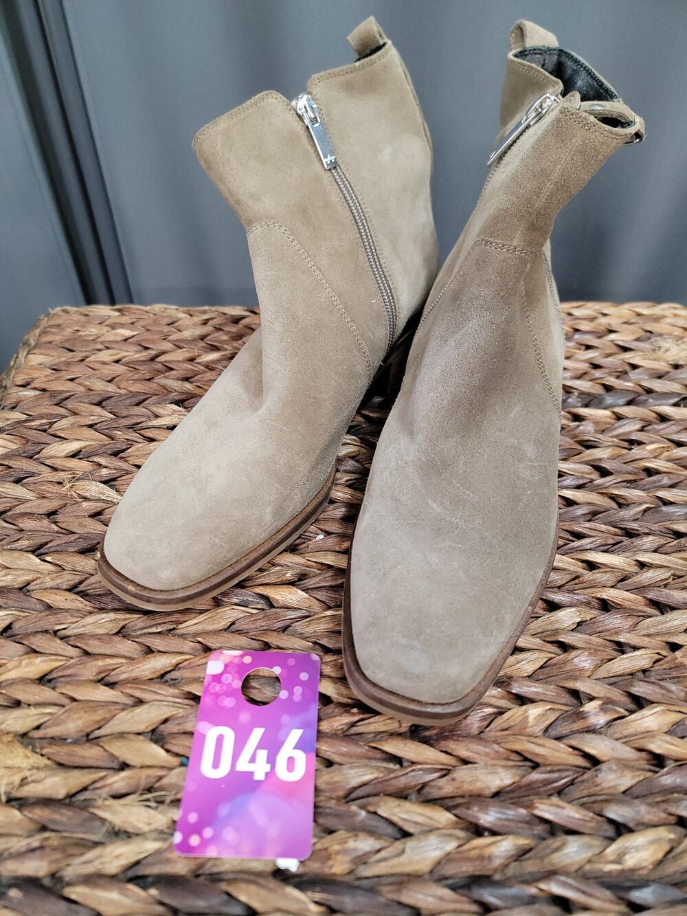 Aquatalia Colbie Ankle Boot Women 11M Brown Suede Dual Zipper Square Toe Booties